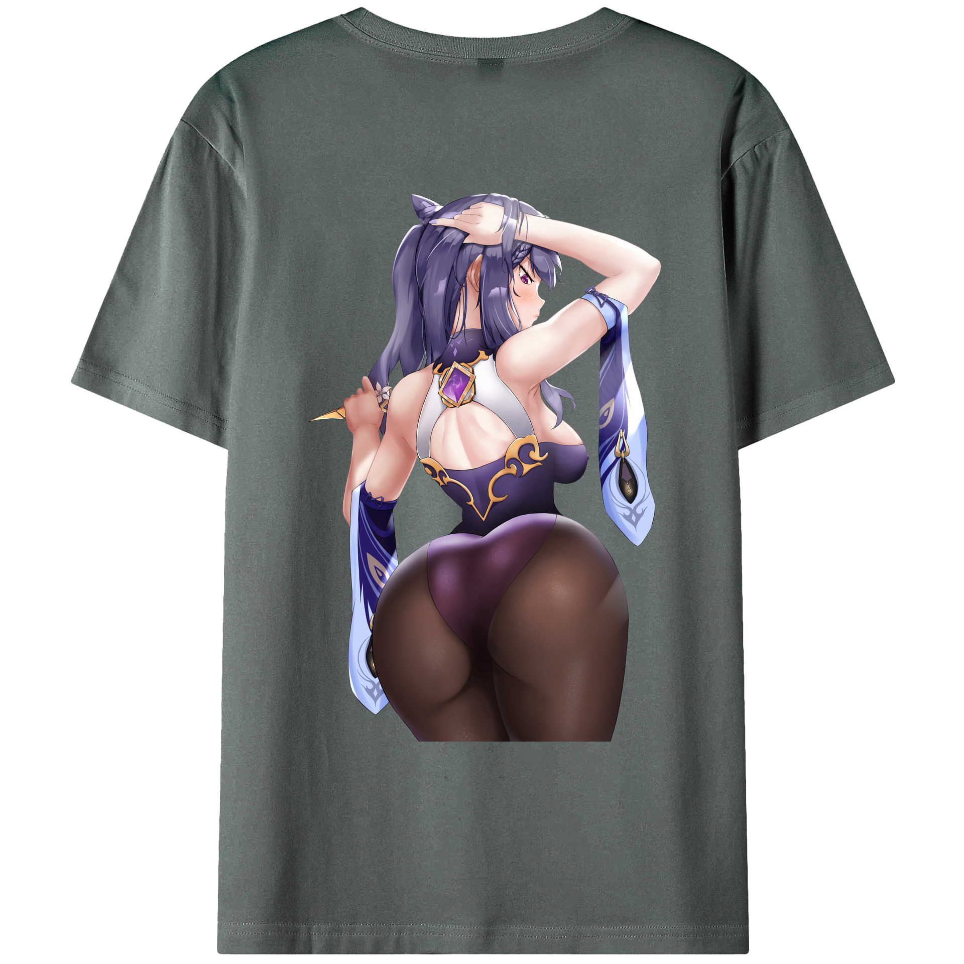 げんし神 刻晴 こくせい genshin Kokusei 綿100％ メンズ半袖Tシャツ（バックプリント） 通気性